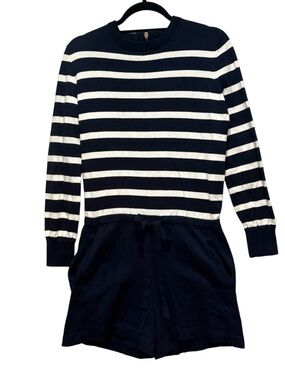 Allude - long sleeve Romper - Size Medium, navy and white stripes